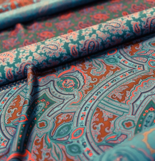 Drakes's signature hand-screen printed silk foulards.