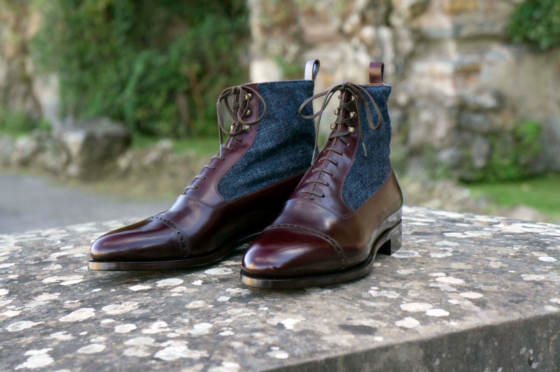 Stefano Bemer's Balmoral boots are available in a wide range of combinations including calf leather and denim (pictured).