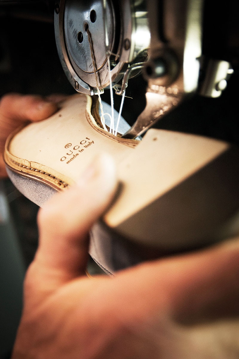 the sole of a loafer is sewn to the uppers.