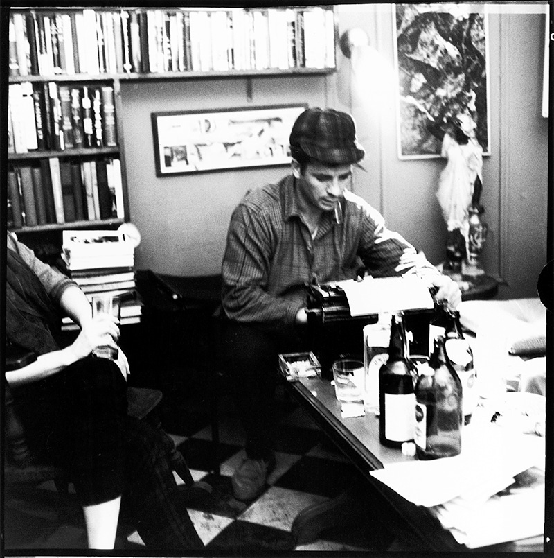 Jack Kerouac, with booze as his muse, types up a poem in 1959 in New York.