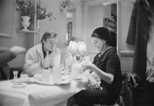 Ballet partners Rudolf Nureyev and Margot Fonteyn enjoying tea together, March 1963.