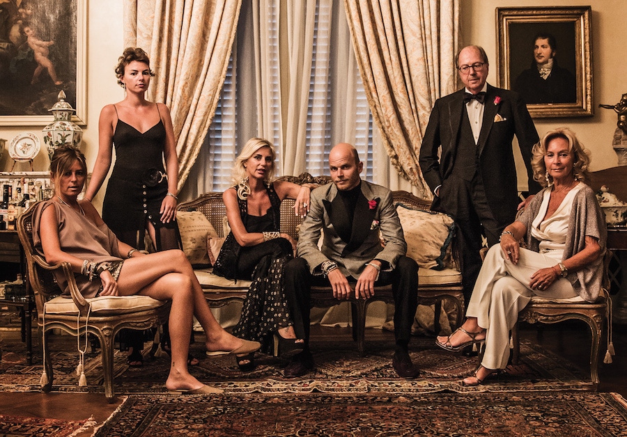 The Rubinacci family, heads of a great sartorial dynasty. From left to right: Marcella; Luca's twin sister Chiara, Alessandra, Luca and Mariano with his wife, Barbara.