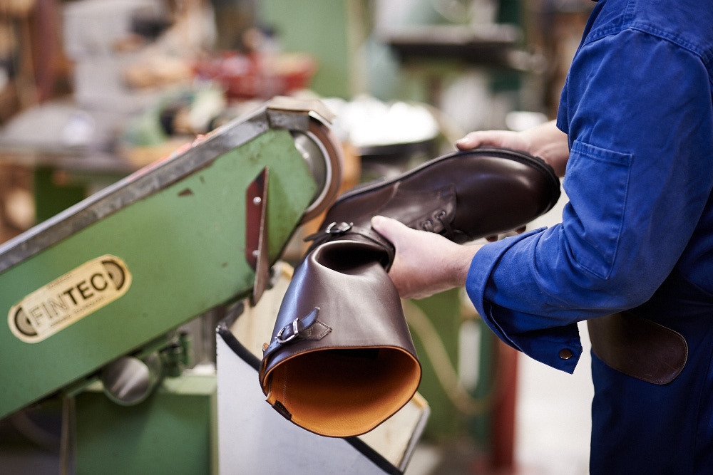 A lighter polish is used to seal-in the oils which give the boots their water-resistant properties.