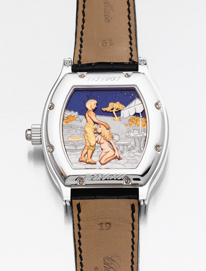 An erotic caseback by Chopard, sold by Christies in 2007.