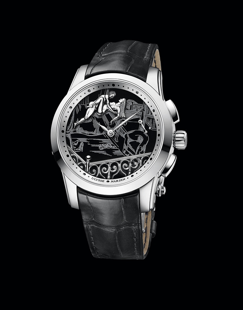 This 43mm platinum and onyx Ulysse Nardin Hourstriker caused a stir at this year's Baselworld.