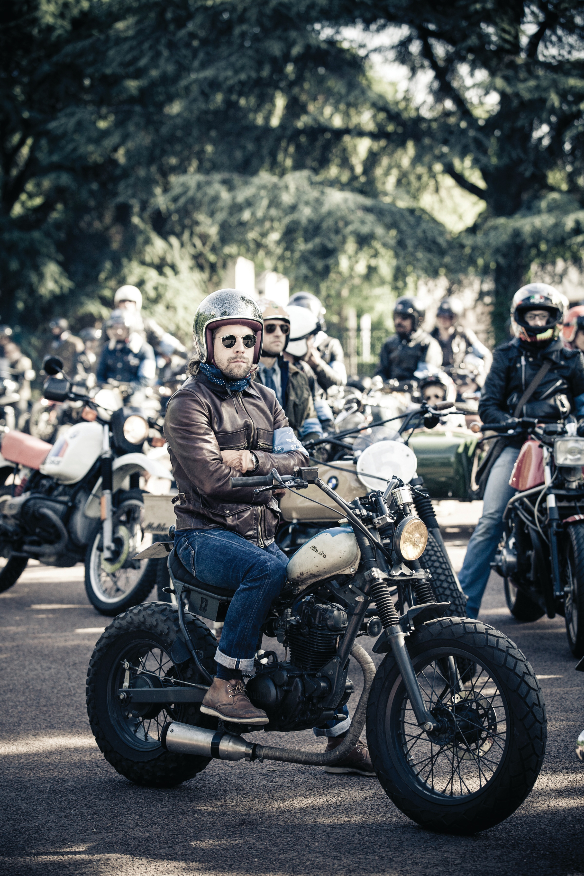 A rakish motorcylist from the 'RRL Riders' tour.