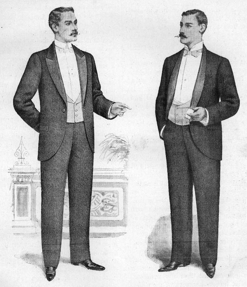 The very origins of black tie; the informal evening coats of the 1890s.