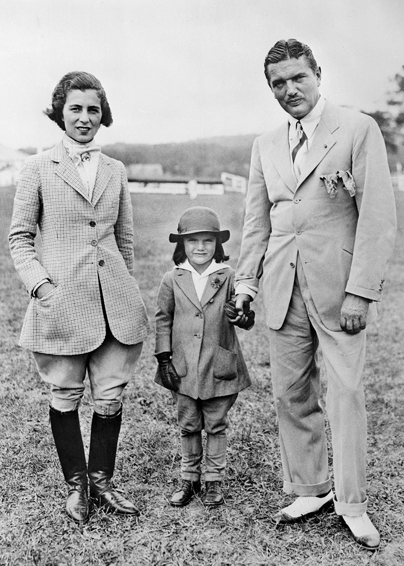 Five-year-old Jackie with her parents John Vernou Bouvier III (a.k.a. ‘Black Jack’) and Janet Lee Bouvier in 1934