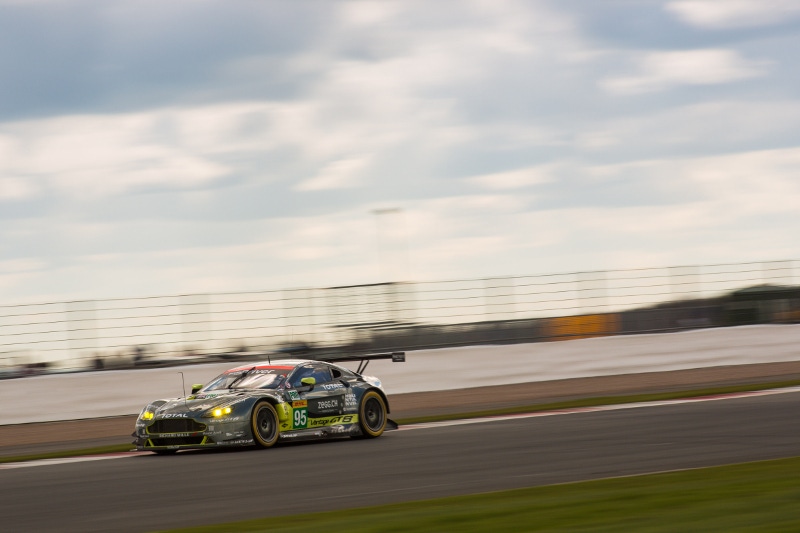 The Vantage GTE on track at Silverstone.