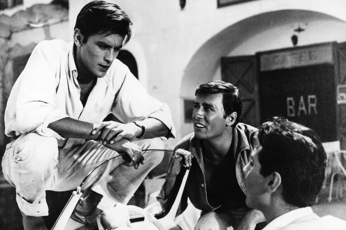 French actors Alain Delon (left) and Maurice Ronet filming Rene Clement's thriller 'Plein Soleil' (aka 'Purple Noon'), based on the Patricia Highsmith novel 'The Talented Mr Ripley'. (Photo by Keystone/Getty Images)