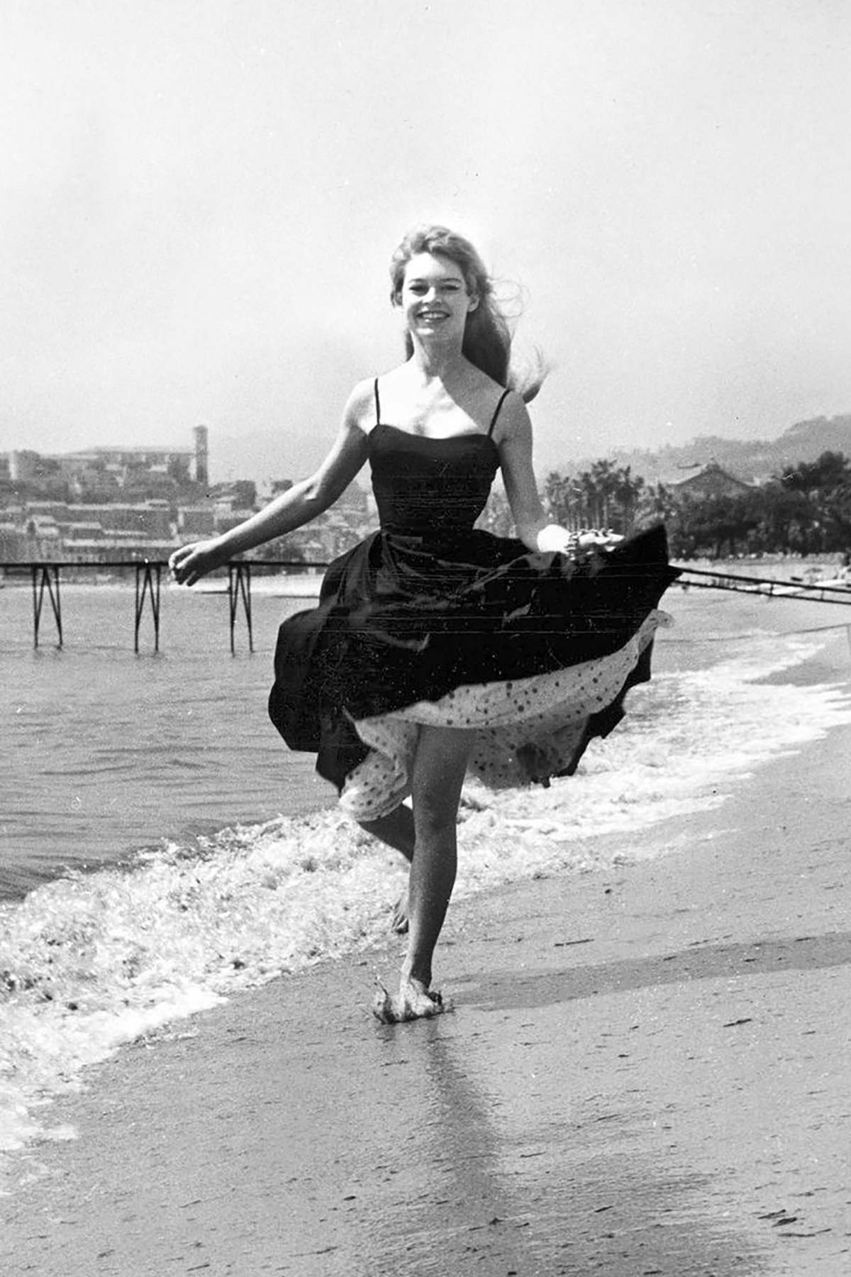 Brigette Bardot on Cannes beach.