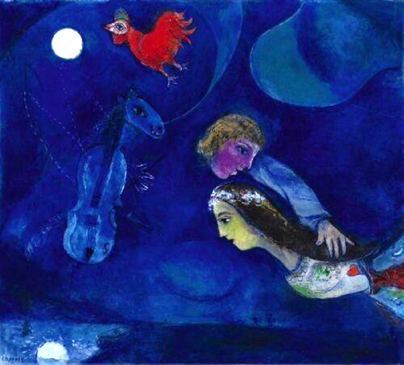 Chagall's Lovers in Blue Sky, the painting which inspired this collaboration with Corthay.