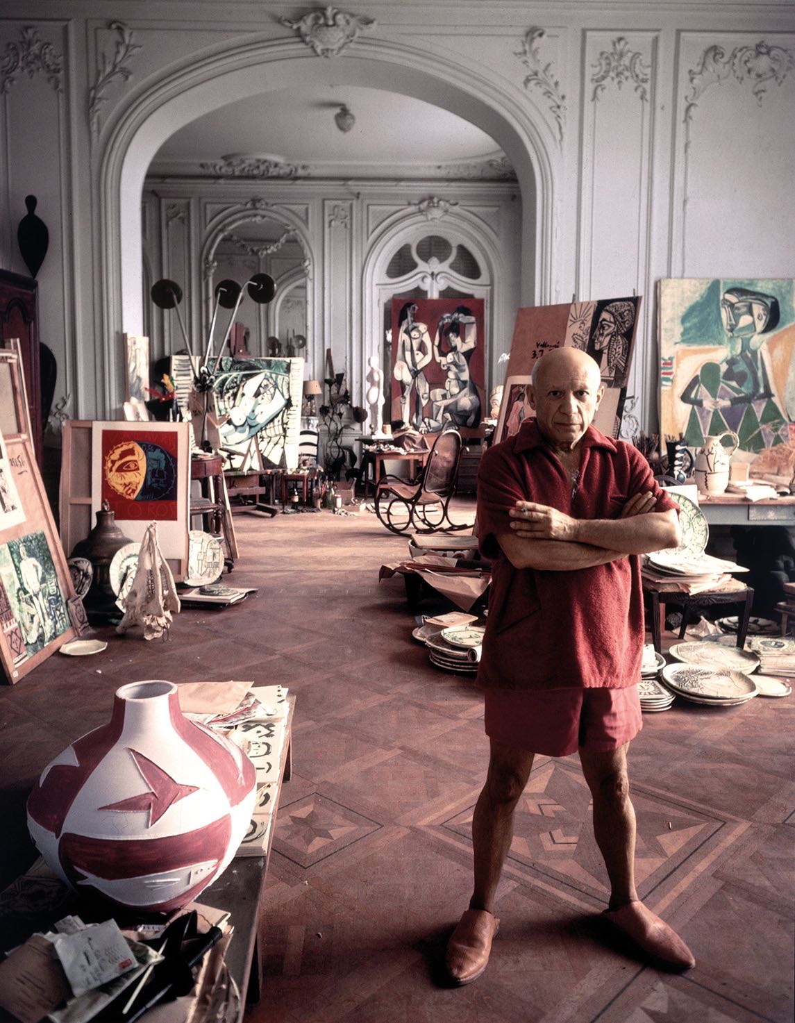Portrait of artist Pablo Picasso September 11, 1956 in Cannes, France