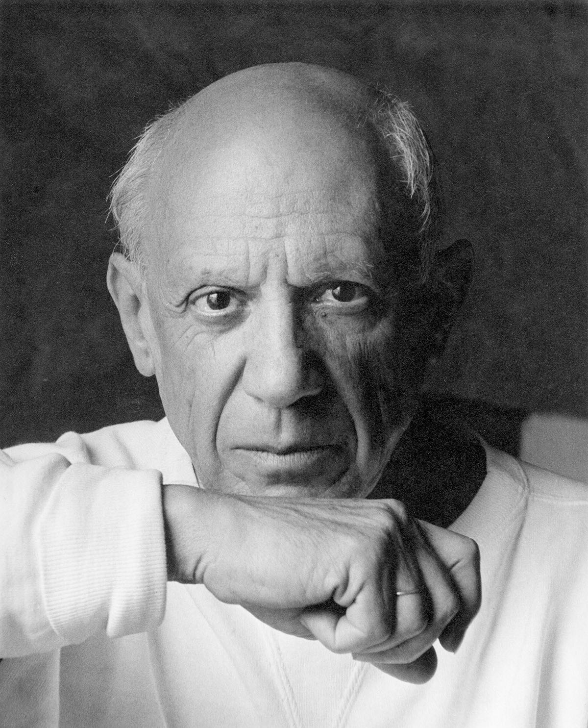 Portrait of artist Pablo Picasso June 2, 1954 in Vallauris, France