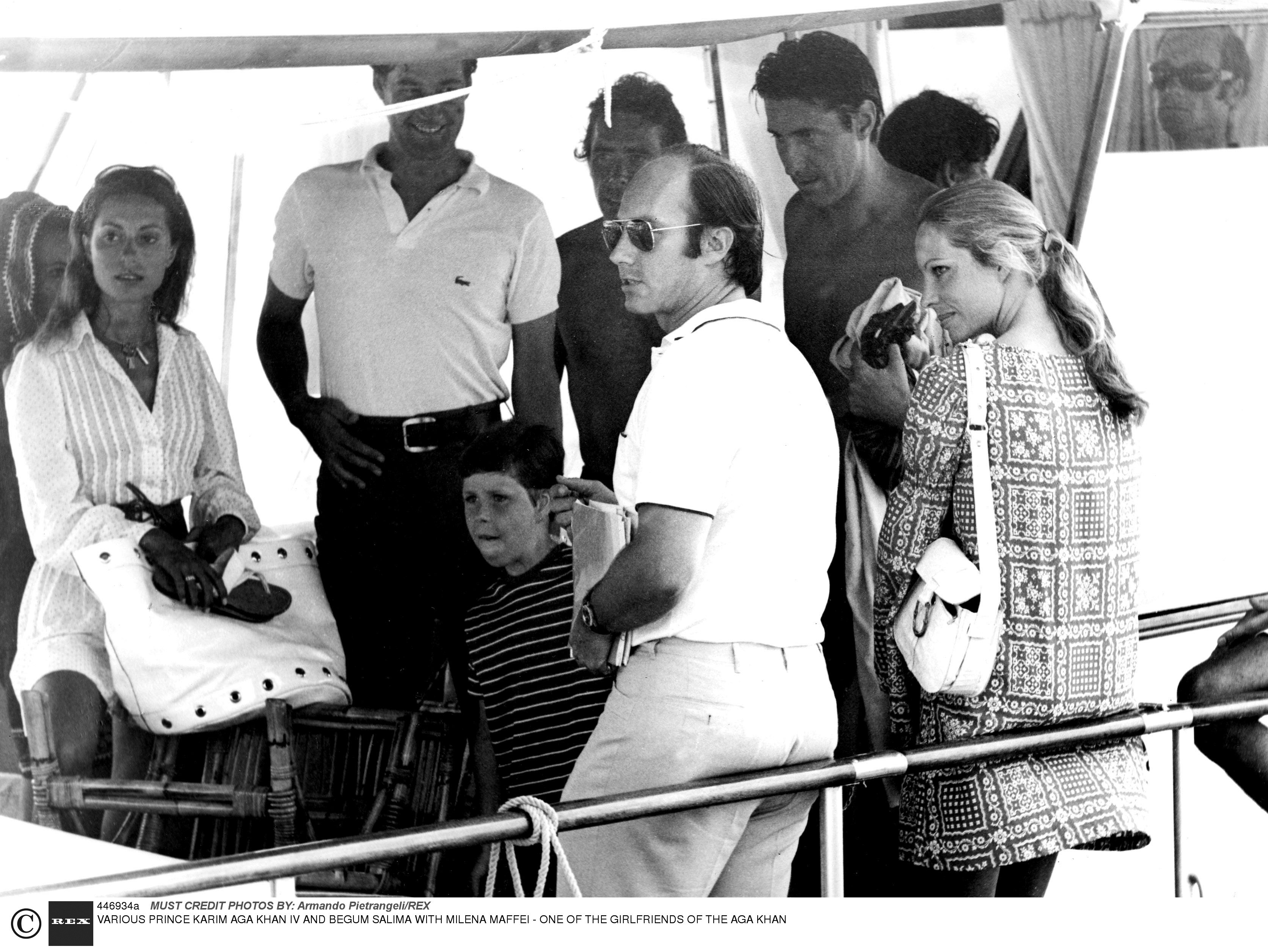 Prince Karim with wife Princess Salimah and mistress, Italian beauty Milena Maffei