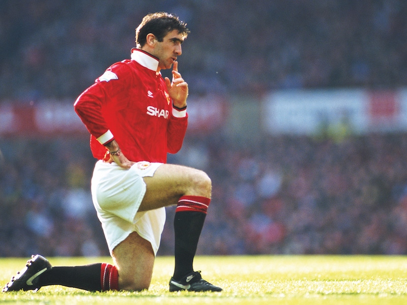 Cantona after scoring two goals for Manchester United in 1993.