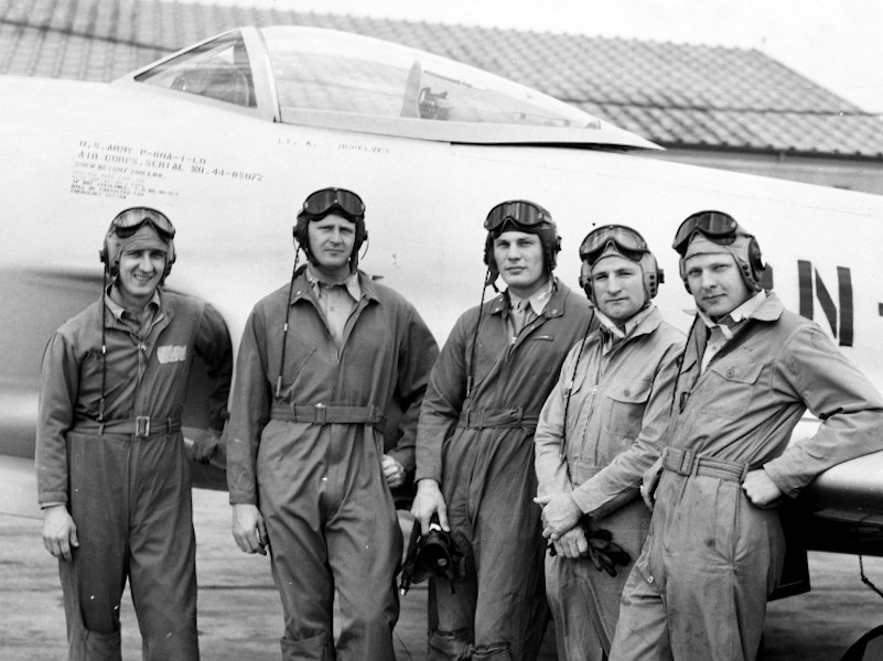 Robin Olds with his P-80 demonstration team