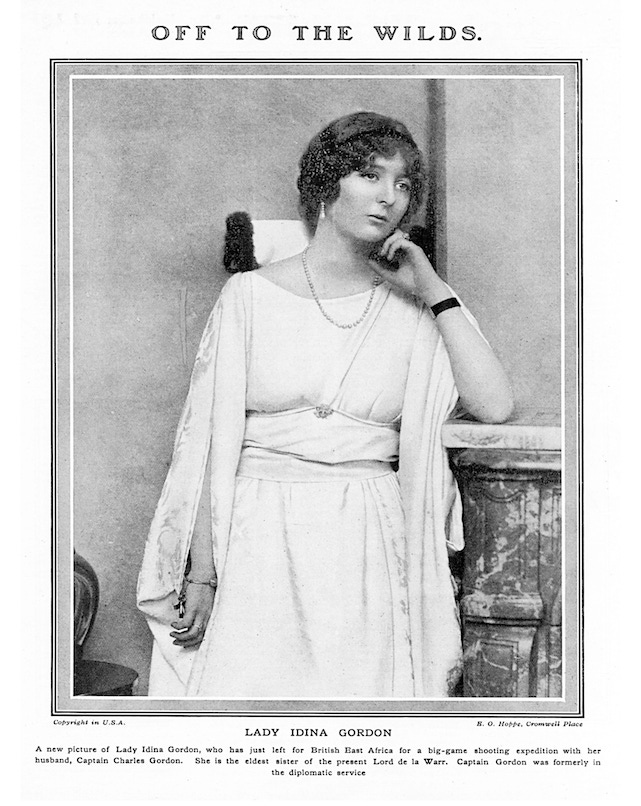 Lady Idina Gordon (nee Sackville), pictured in 1919 before embarking for British East Africa for big game shooting with her husband, Charles Gordon.