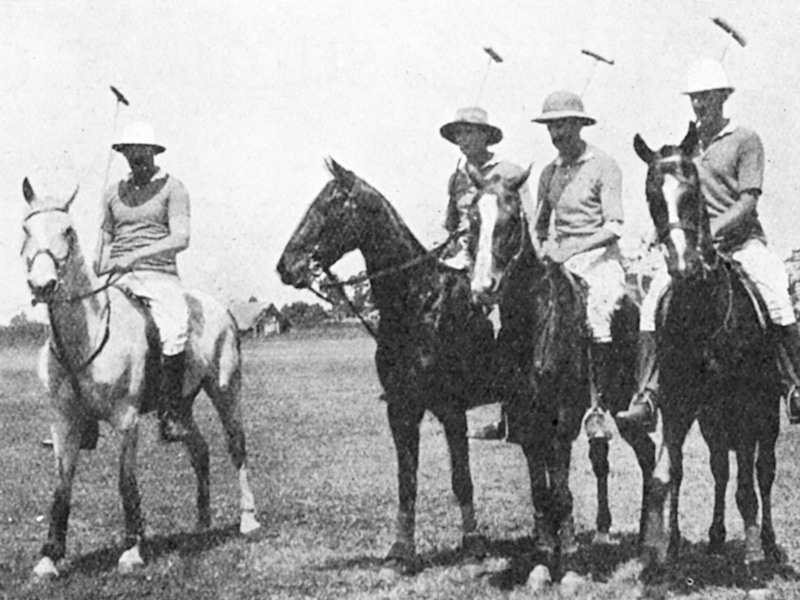 Polo team of the Njoro ground. From left to right: Major W. A. Conduitt, Mr R. A. Pelham-Burn, Captain C. P. Fitzgerald and Colonel Arthur Fawcus, 1925