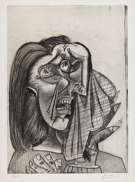 Pablo Picasso, Weeping Woman, etching 1937. Image courtesy of National Gallery of Canada, Ottawa © Picasso Estate/SODRAC (2016).