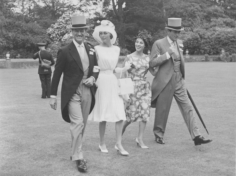 David and Primula Niven, left, with Veronique and Gregory Peck, right