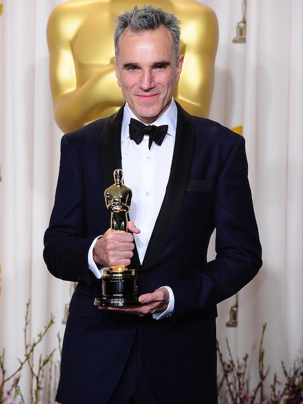 Daniel Day-Lewis with his oscar for Best Actor received for his role in Lincoln at the 85th Academy Awards at the Dolby Theatre, Los Angeles, 2013.