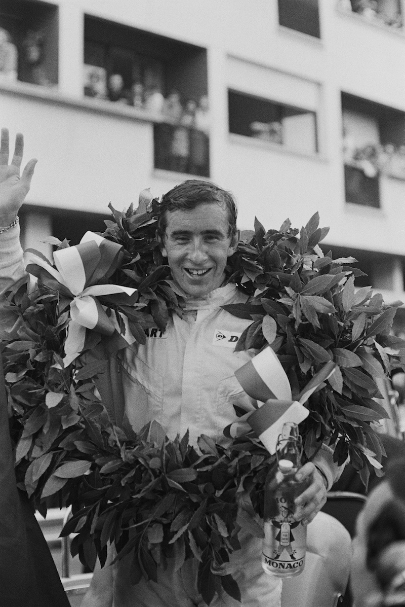 Scottish racing driver Jackie Stewart after winning the Monaco Grand Prix in a BRM P261, Monte Carlo, 22nd May 1966. (Photo by Victor Blackman/Daily Express/Hulton Archive/Getty Images)