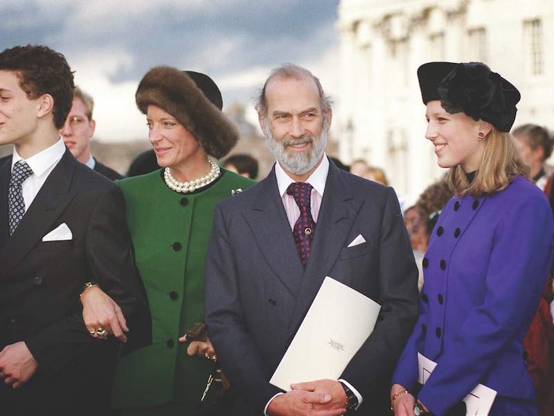 Prince And Princess Michael Of Kent with their children Lord Frederick and Lady Gabriella at a lunch at the Royal Naval College, Greenwich for members of royal families and guests attending the Golden Wedding Anniversary celebrations. Photo by Tim Graham/Getty Images.