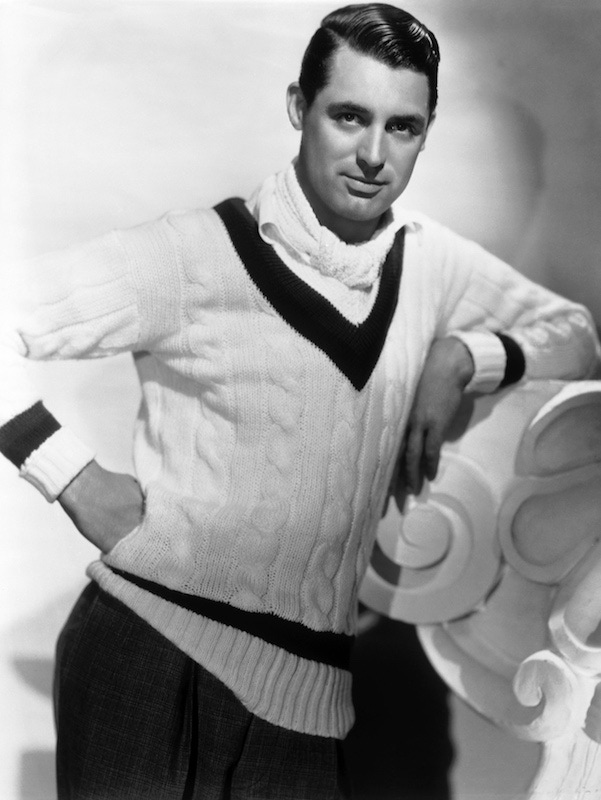 Cary Grant wearing a cricket sweater, 1934. Photo by John Kobal Foundation/Getty Images.