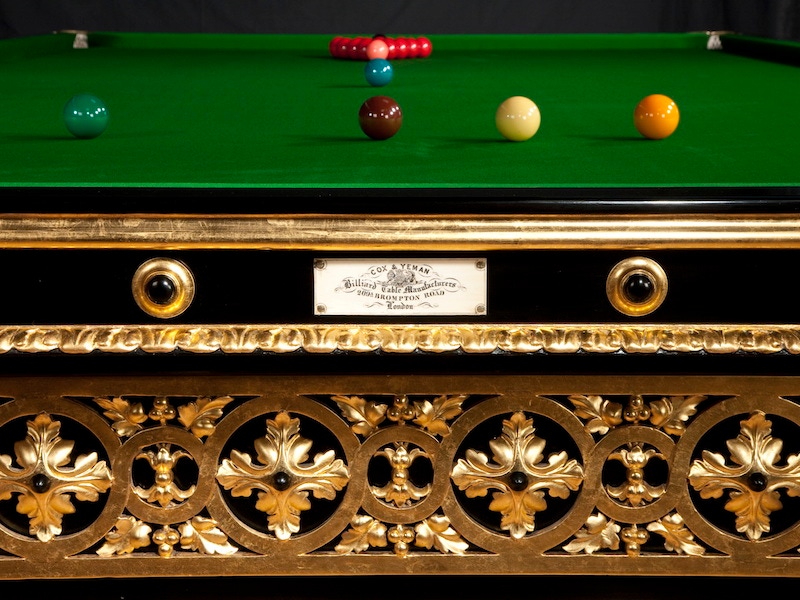 Gilded English Antique Billiard by Cox & Yeman circa 1895 (Photo courtesy of Billiard Room Ltd)