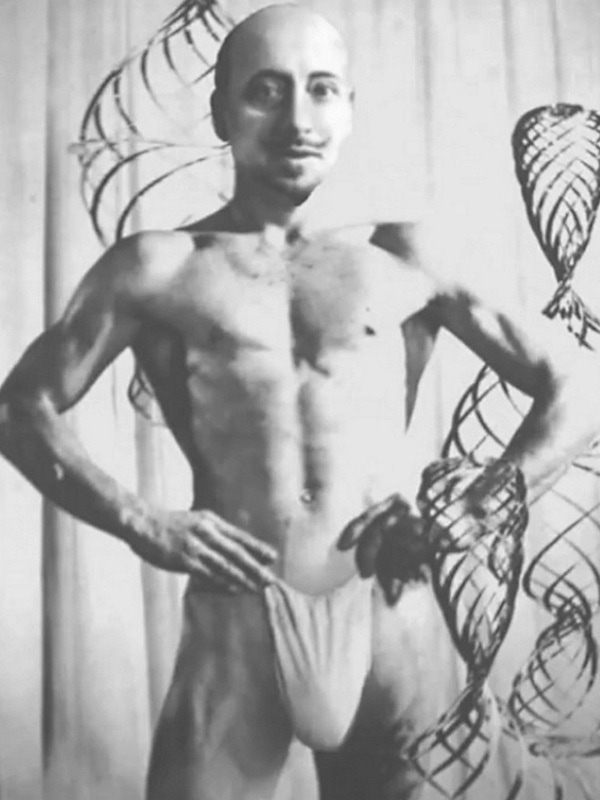 Gabriele D'Annunzio posing in just a pouch.