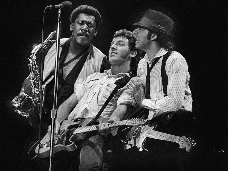 Clarence Clemons, Bruce Springsteen and Steven Van Zandt (aka Little Steven) performing live on stage. Photo by Rob Verhorst/Redferns.