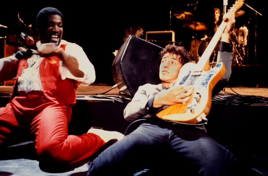 Clarence Clemons and Bruce Springsteen, with Clarence Clemons - E-Street Band, performing live onstage at Muse 'No Nukes' Benefit, Madison Square Garden. Photo by Richard E. Aaron/Redferns.