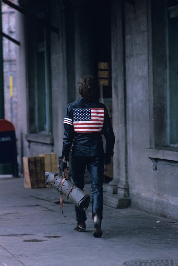 Peter Fonda on the set of 'Easy Rider,' directed by Dennis Hopper, New Orleans, Louisiana, 1968.