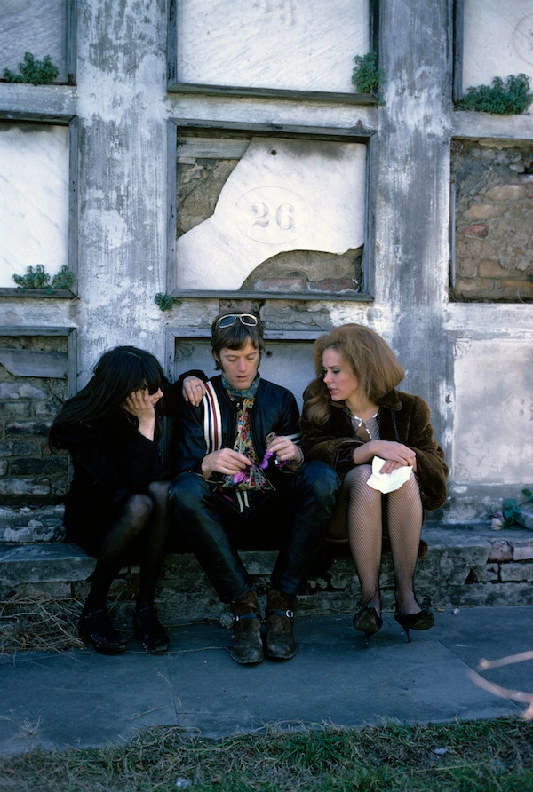 Toni Basil, Peter Fonda and Karen Black on the set of 'Easy Rider,' directed by Dennis Hopper, New Orleans, Louisiana, 1968.