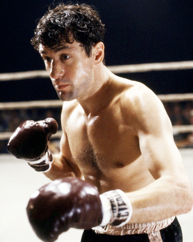 American actor Robert De Niro as Jake LaMotta in a fight scene from 'Raging Bull', directed by Martin Scorsese, 1980. Photo by Silver Screen Collection/Getty Images.