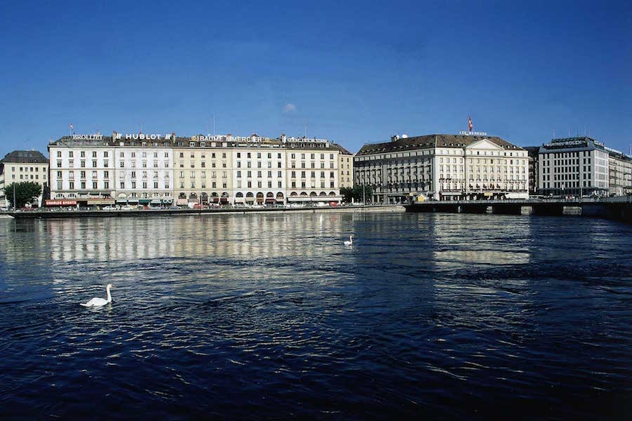 Geneva:: Quai des Bergues, in front of the Rhone (Photo by Merten/ullstein bild via Getty Images).