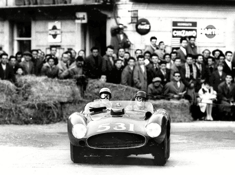 Alfonso De Portago with the navigator American Nelson in a Ferrari at the Mille Miglia Motor Race, Italy, 1957. Photo by Olycom SPA/REX/Shutterstock.
