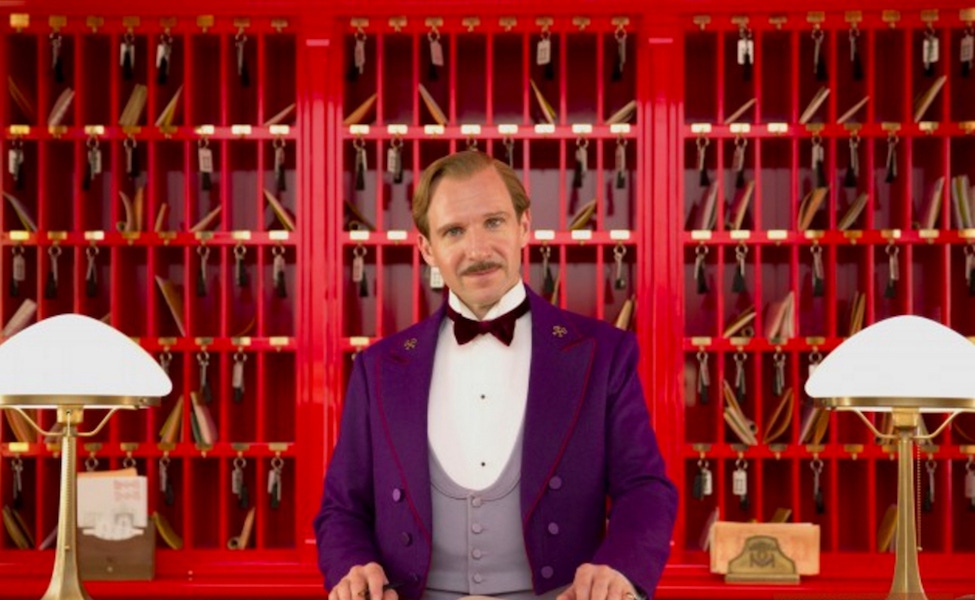 Gustave H. played by Ralph Fiennes in The Grand Budapest Hotel, 2014.