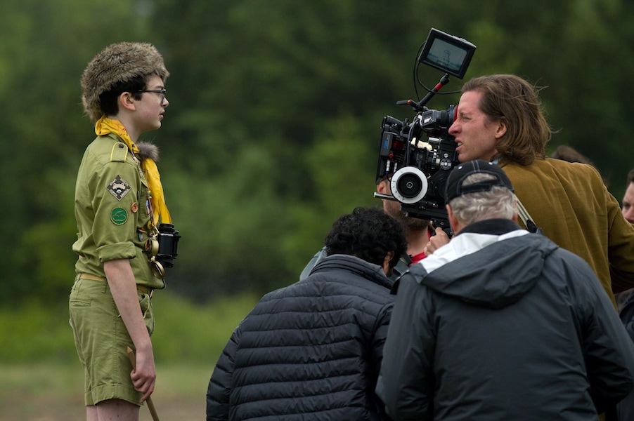 Jared Gilman and Wes Anderson on set of Moonrise Kingdom (2012). Photo by Indian Paintbrush/REX/Shutterstock.