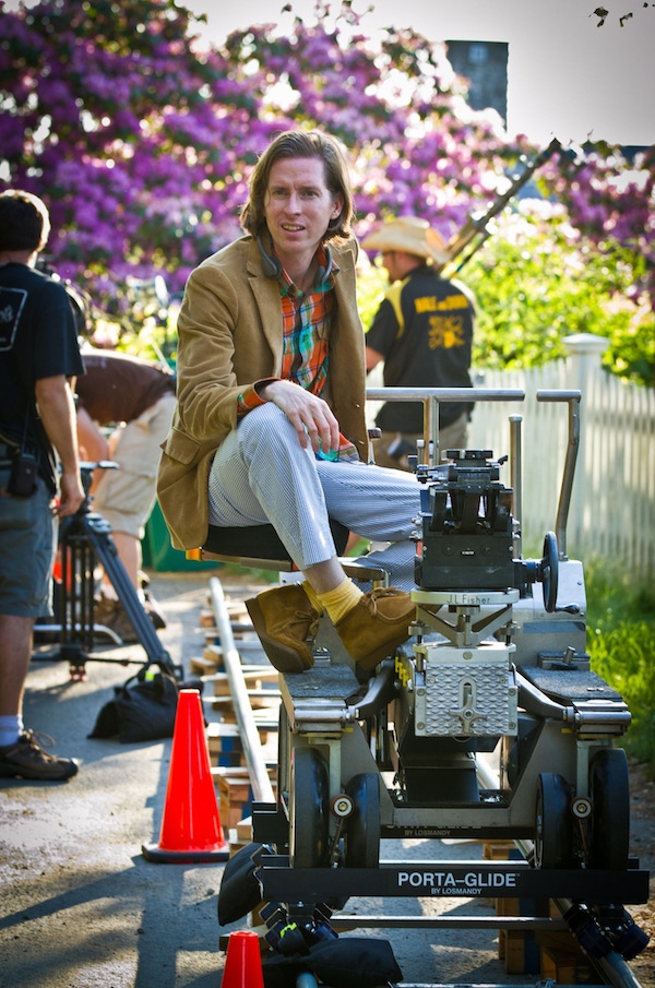 Wes Anderson on set of Moonrise Kingdom (2012). Photo by Indian Paintbrush/REX/Shutterstock.