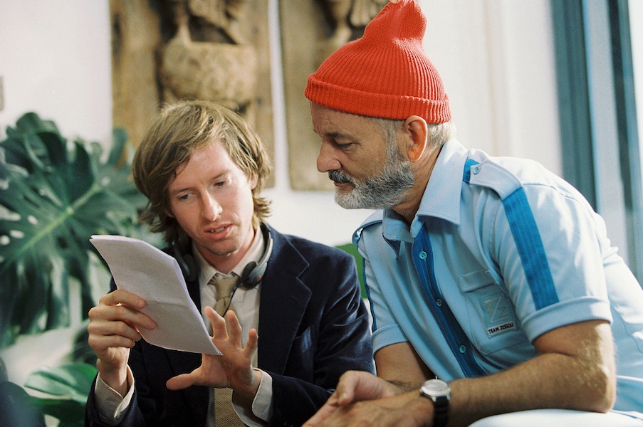 Wes Anderson and Bill Murray on set of The Life Aquatic With Steve Zissou. Photo by Philippe Antonello/Touchstone/REX/Shutterstock.