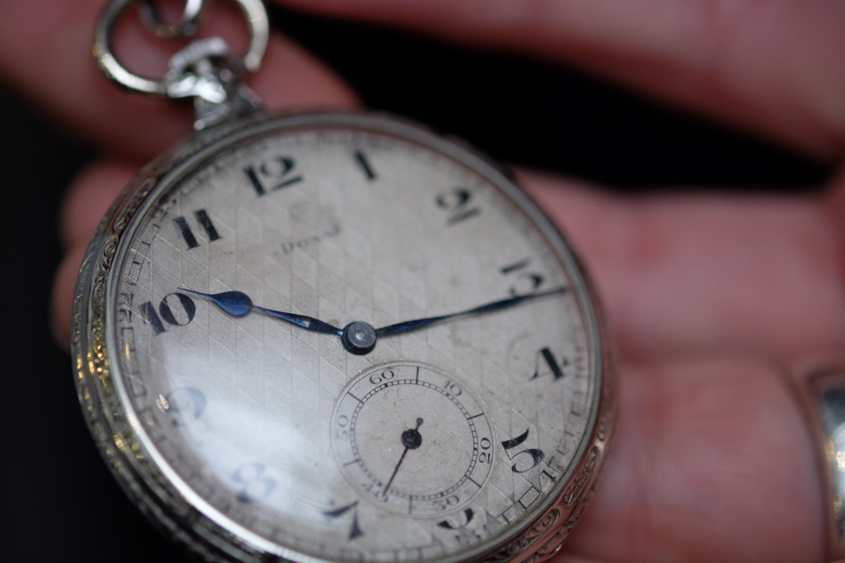 Clive’s pocket watch is an antique Doxa, “it’s not really of any value, but it was my grandfather’s” he explains. “It’s from the 20s and it still keeps pretty good time, I’ve never needed to service it.”