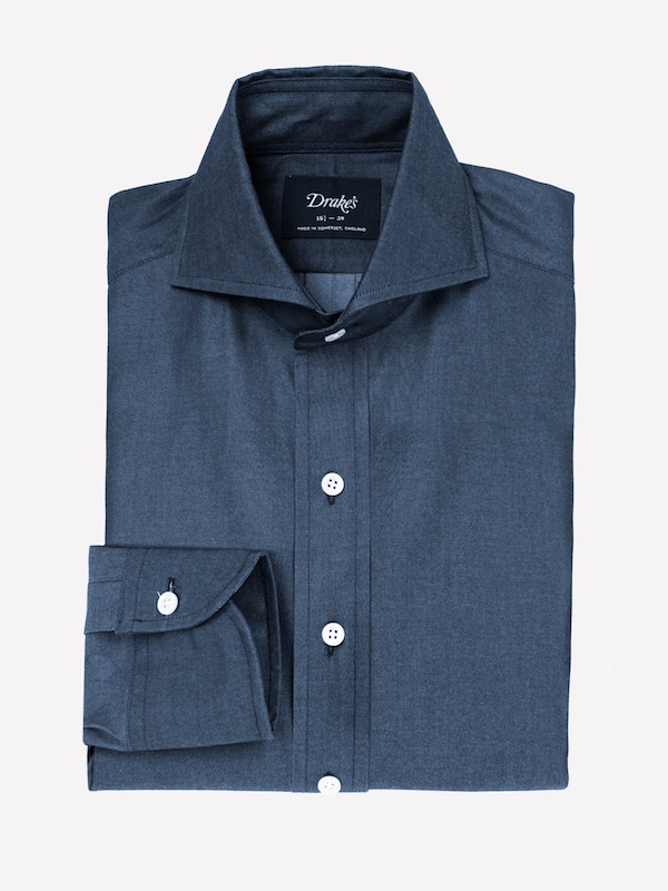 Denim shirt 2024 cutaway collar