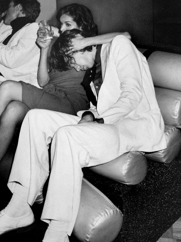 Mick Jagger with Bianca Jagger at her birthday party at Studio 54, 1977.