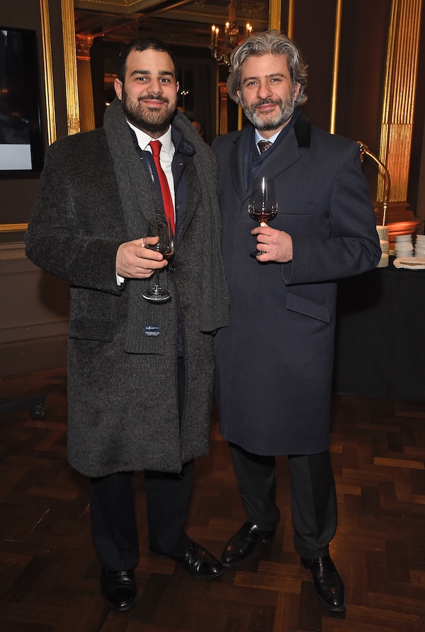 Joseph Thaddeus and Edward Sahakian of Davidoff London at The Rake's 50th issue party at Hotel Café Royal on February 10, 2017 in London, England.