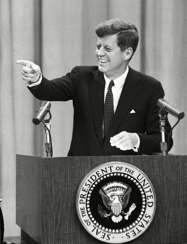 President John F. Kennedy conducts a press conference in Washington, D.C.,1961. Photo by REX/Shutterstock.