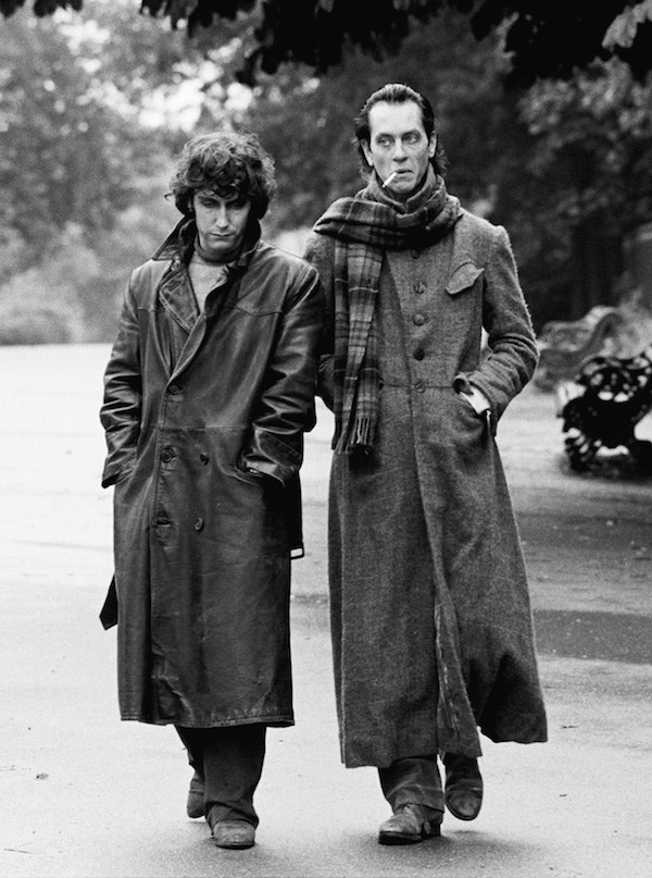 British actors Richard E. Grant and Paul McGann film the parting scene for the movie 'Withnail & I' in Regent's Park, London, 1986. Photo by Murray Close/Getty Images.