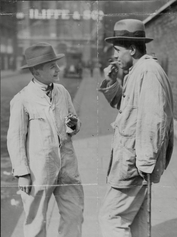 Man Wearing White Overalls, 1920. Photo by REX.