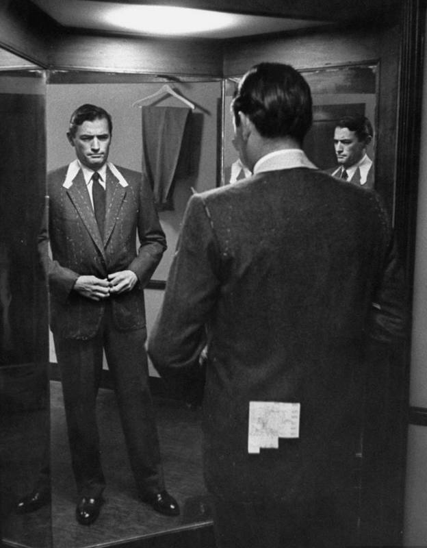 Gregory Peck wearing Huntsman for The Man in the Gray Flannel Suit, 1956.